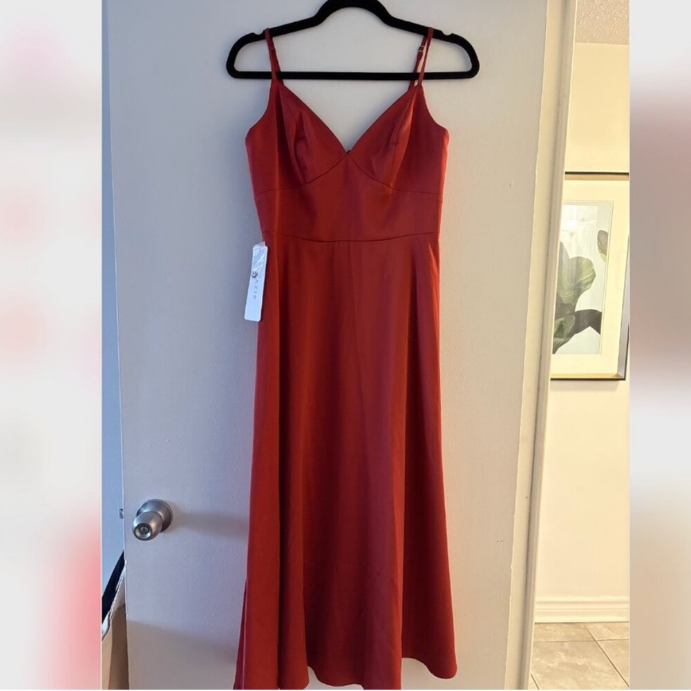 NEW Stretch Satin Dress in Terracotta - Wedding Guest or Summer/Fall Event